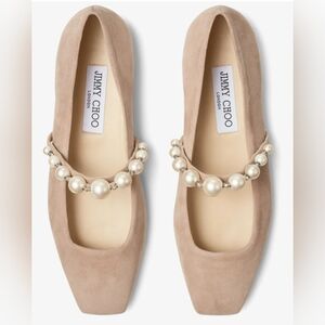 Jimmy Choo Ade Ballet Flats With Pearl Embellishments